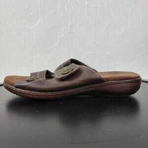 Trotters Womens Sandals Size 9 Brown Leather Double Strap Slip on T1026-208
